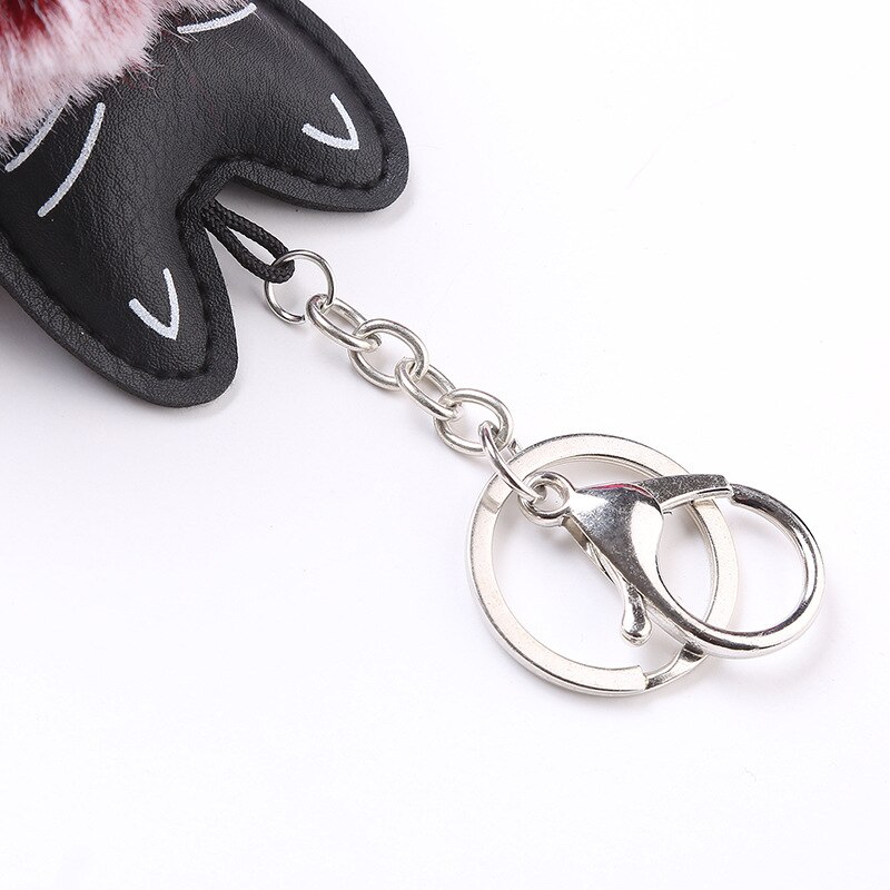 Söt pälsboll nyckelring katt mjuk pompom djur svans hår boll bil nyckelring nyckelring mamma llaveros dam bilväska tillbehör