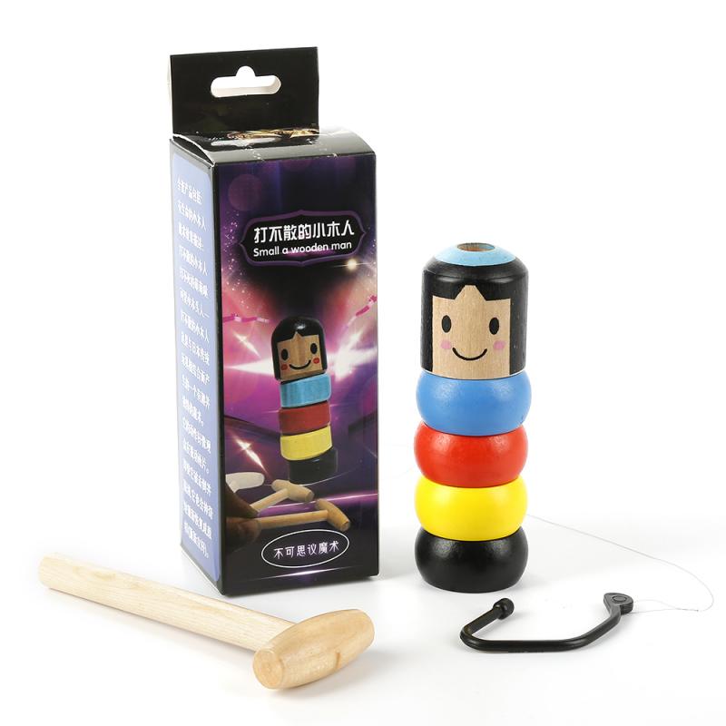 1 stücke Von Unsterblich Unzerstörbar Holz Mann Geheimnis Tricks Spielzeug Straße Bühne Requisiten Keine Pause Kleine Holz Menschen Lustige Spielzeug