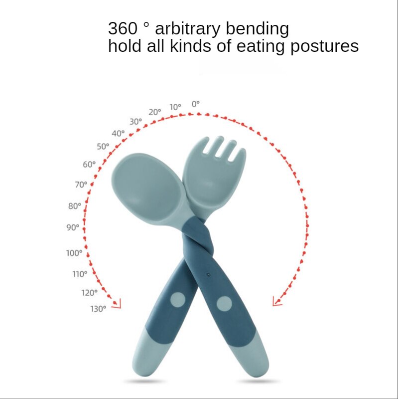Dziecko łyżka widelec zastawa stołowa dla dzieci dziecko widelec silikonowe zastawa stołowa dzieci dziecko sztućce Silicona Bebe łyżki dla małych dzieci