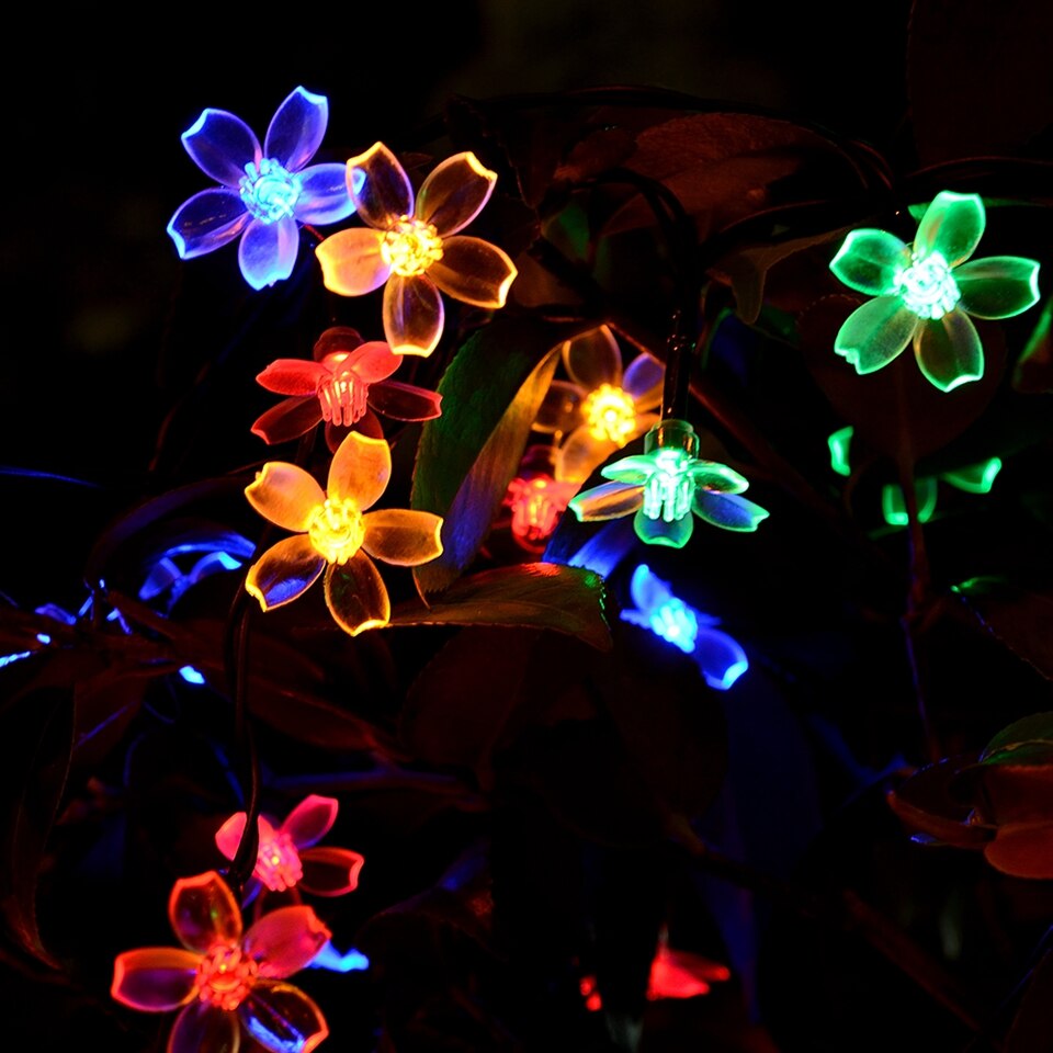 Solar String Lights 10m 100led Peach Flower Waterproof Outdoor Decoration Lighting Fariy Christmas Lights Wedding party Garden