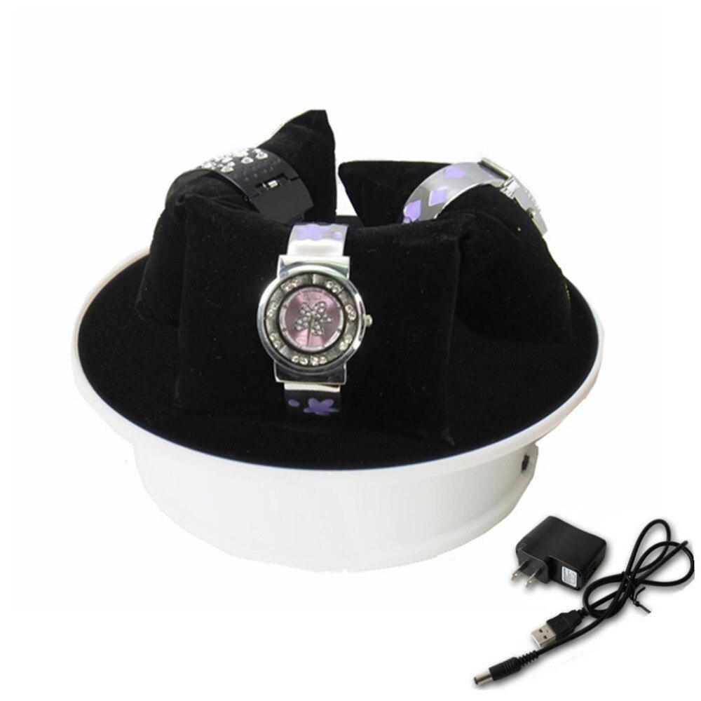 2pack 20cm Electric Motorized Rotating Display Stand Turn Table with Black Felt Top and AC Adapter