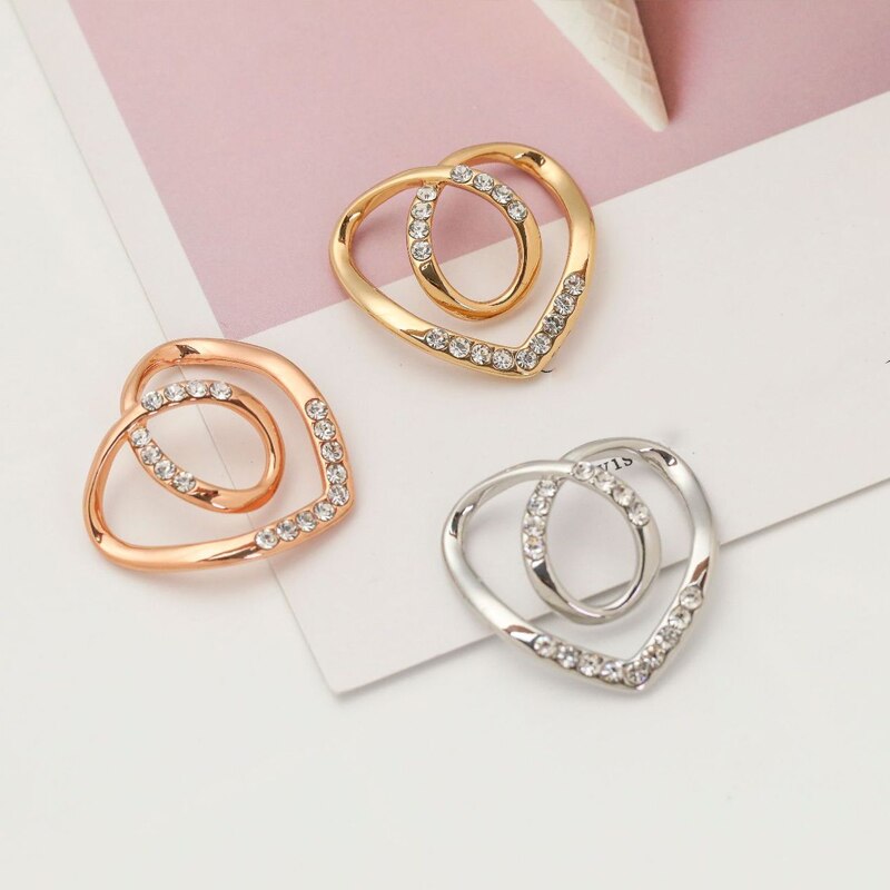 Hart Sjaal Broches Kristal Zijden Sjaal Gesp Broche Vrouwen Sjaal Ring Clip Sjaals Fastener Zoom Geknoopt Knop Accessoires
