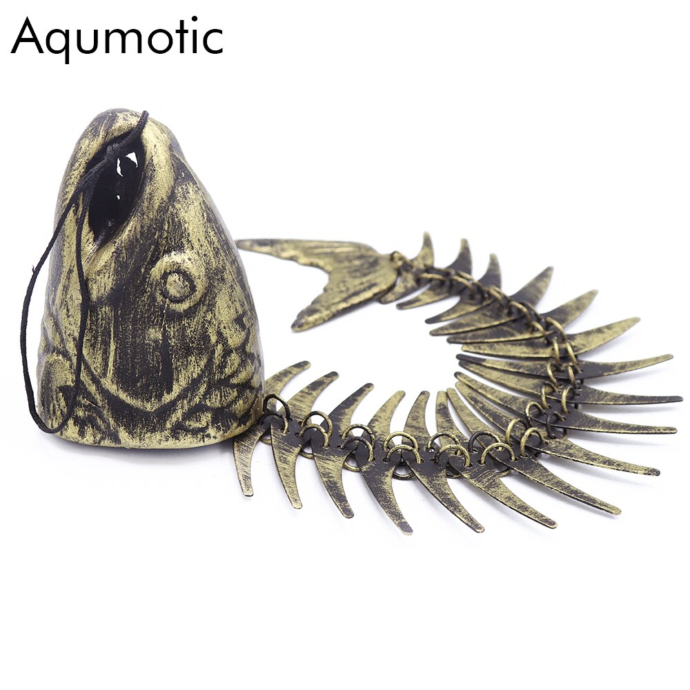Aqumotic carillons éoliens 42cm (1,37ft) | Grands cintres, os de poisson, Long éperon, métal carillon à vent, Kit Fulgurite pour hommes