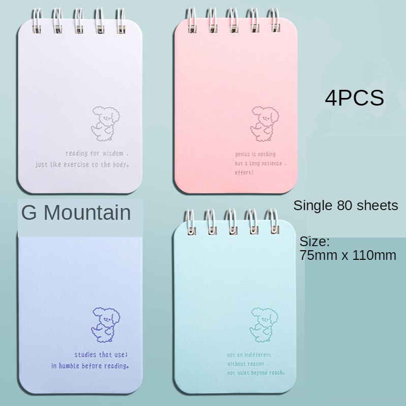 Mini Bloc de notas de bolsillo con tapa para agenda, cuadernos de escritura con espiral abatible, sencilla, original, para oficina y escuela, 4 Uds.: A