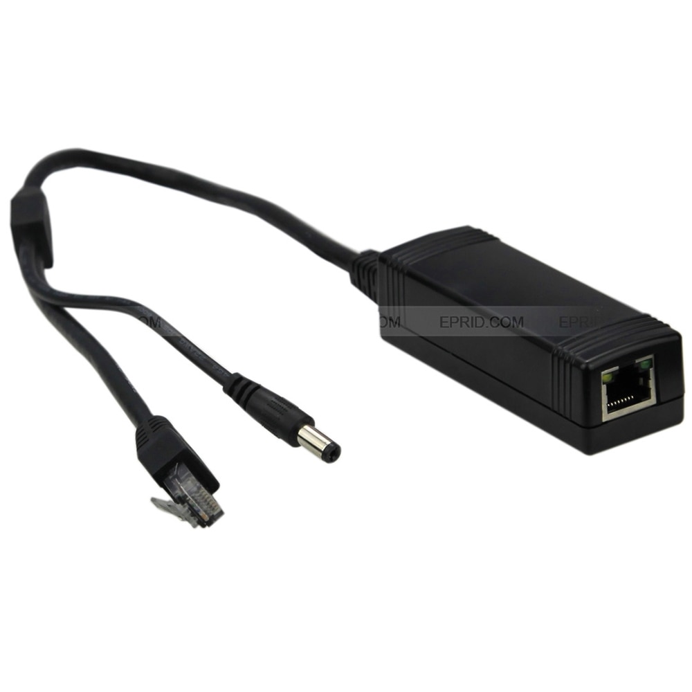 Virta ethernetin kautta passiivinen poe-injektorin kaapelisovittimen jakajasarja laitteille musta