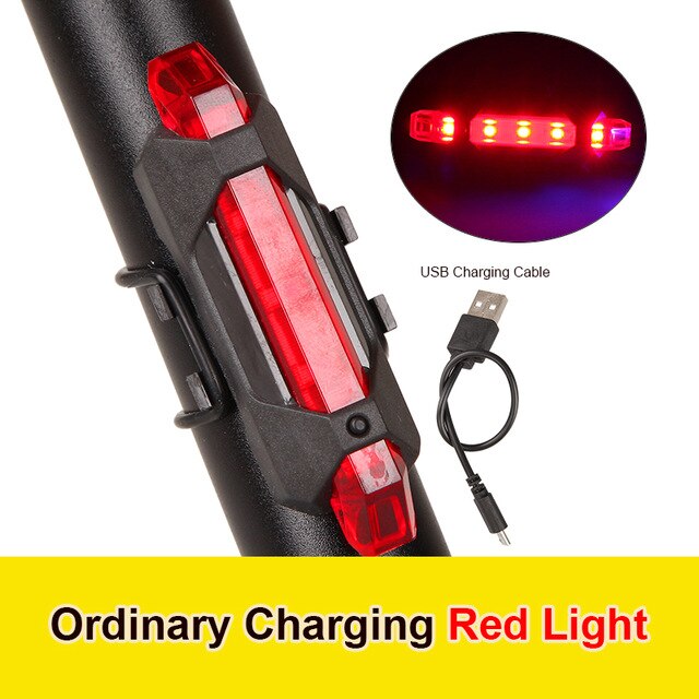 MTB Bike Light Bicycle Rear Light Bike LED Taillight USB Rechargeable Waterproof Safety Warning Cycling Light Rear Warning Light: red