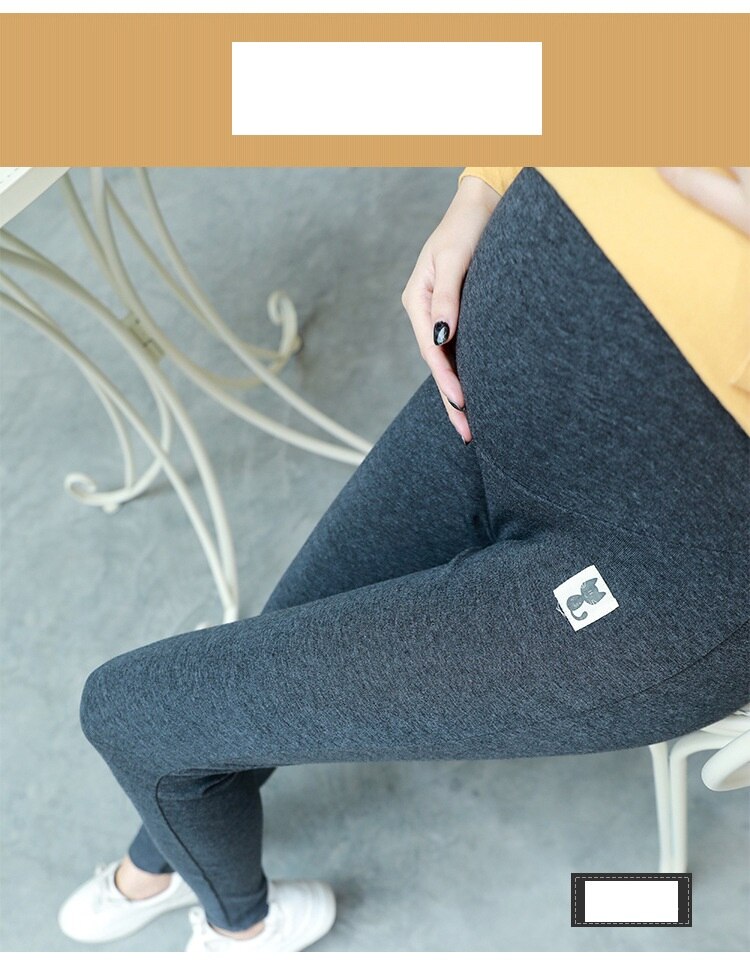 hipsters maternity dresses pregnant women nine points stomach lift leggings XL pregnant women trousers: Dark grey / XXL
