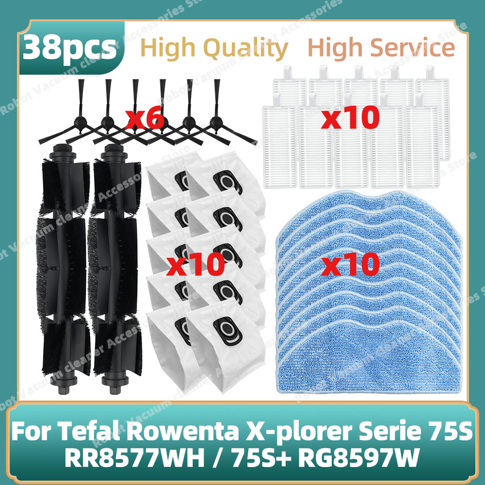 Compatibel Voor Tefal Rowenta X-plorer Serie 75S RR8577WH/75S + RG8597W Roller Belangrijkste Zijborstel Hepa Filter Mop doek Onderdelen: Sky Blue