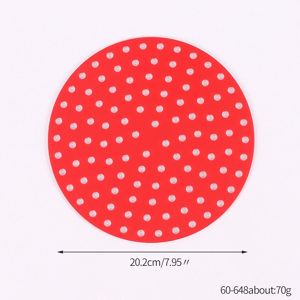Silicone Air Fryer Liner Reusable Non-Stick Steamer Pad Cooking Mat Air Fryer grilles Air Fryer Baking Papers Bakeware Oil Mats: 20cm red round
