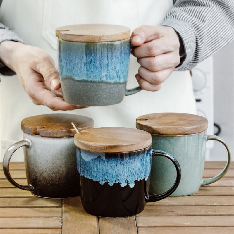 Tasse à café rétro créative, en céramique, Simple, pour le petit déjeuner, pour le lait, l'avoine, l'eau, le thé, G070