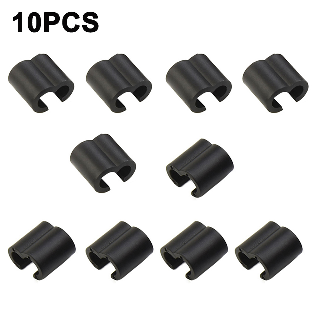10 unidades de organizadores de cables para bicicleta, abrazaderas para mangueras hidráulicas, soportes de clip para cables de cambio, desviador y freno de 4mm y 5mm: Rojo