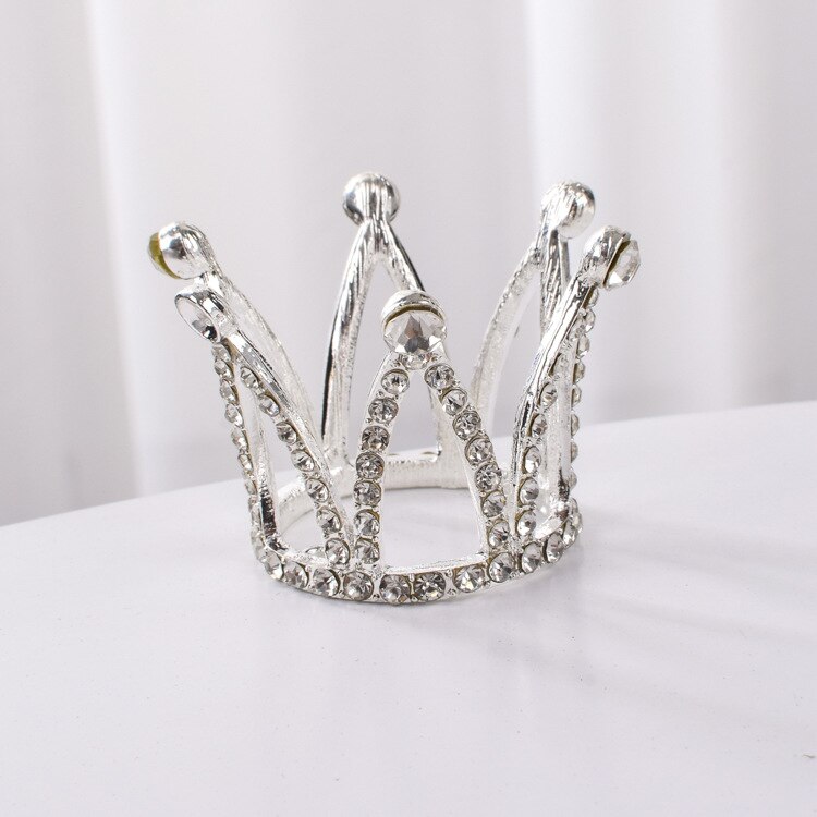 Mini Crown Cake Topper Metalen Parel Gelukkige Verjaardag Cake Toppers Wedding & Engagement Cake Decor Sweet 16 Party Decoraties: 3.5X4CM SL