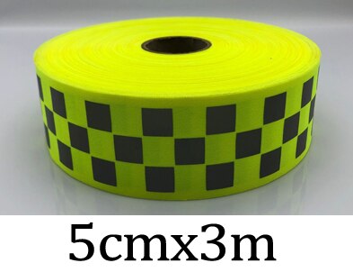 Lille firkantet stof fluorescerende reflekterende båndbånd syet på: 5 cm x 3m gule