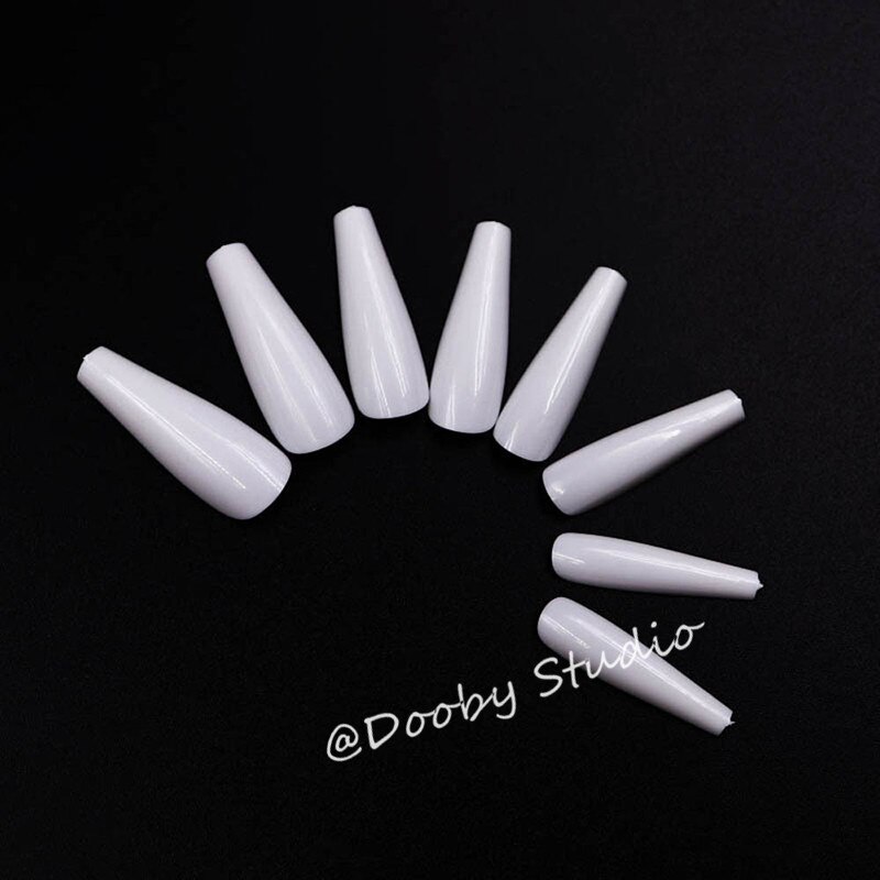 Faux-ongles blancs, demi-couverture en acrylique, style de manucure, style carré, pratique, 120 pièces: White-500pcs-P4-1