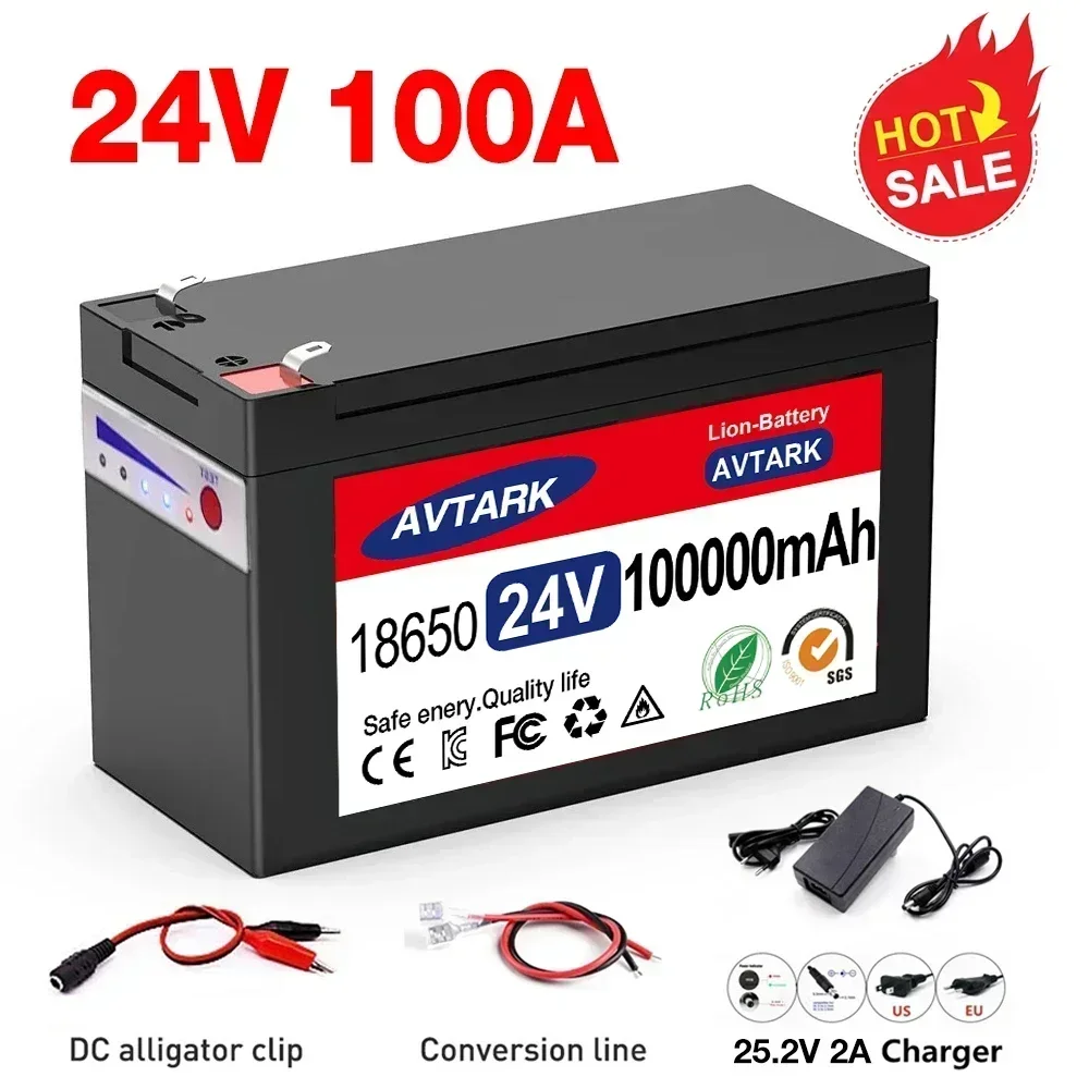 24V LiFePO4 65Ah 100Ah 120Ah Electric Vehicle Battery Pack 18650 Lithium Battery with Built-in BMS 30A High Current for EV: YELLOW