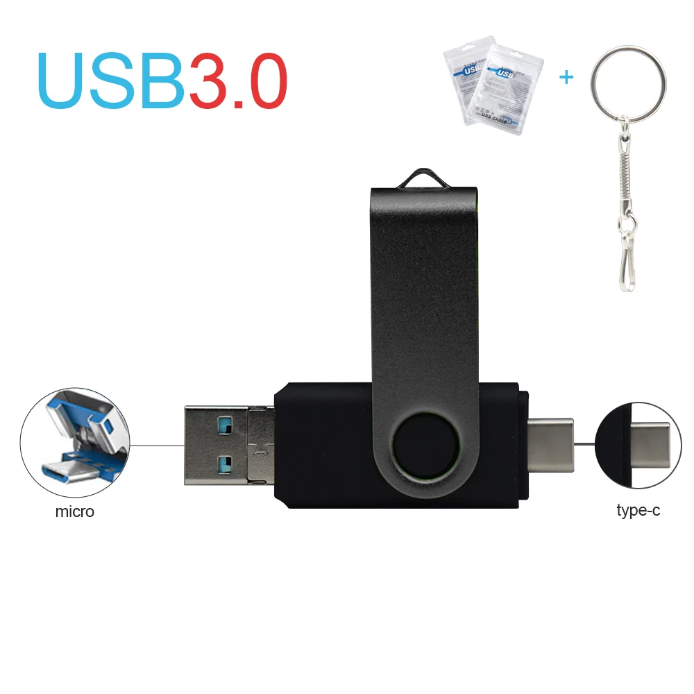 3 in w 1 dysk flash usb otg, usb 3.0 i typu c oraz micro usb, pendrive 512g w 256g, pamięć usb, pendrive 32gb 64gb 128gb, dysk u: Biały / 128 gb