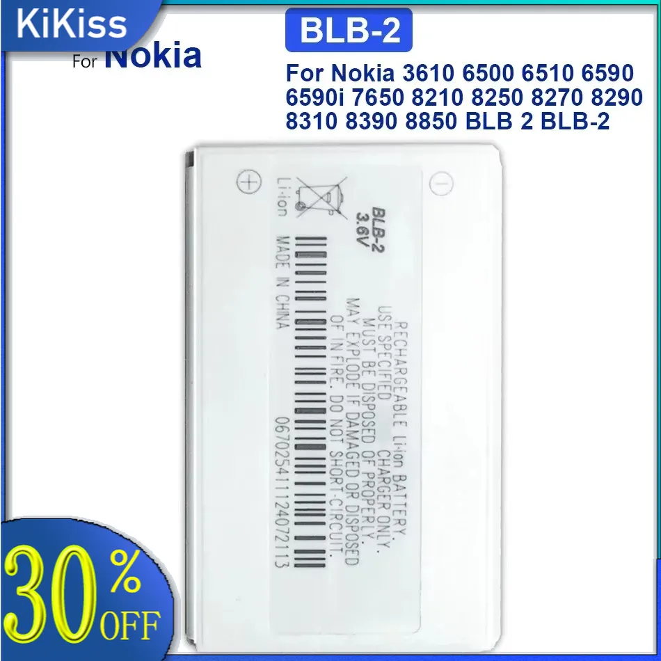 BLB-2 de batería de polímero de litio, para Nokia 3610, 6500, 6510, 6590, 6590i, 7650, 8210, 8250, 8270, 8290, 8310, 8390, 8850 mAh