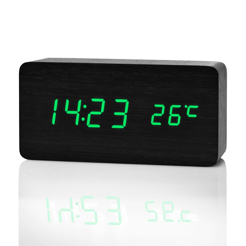 Suncree Modern Home LED digital Alarm Clock, Despertador Temp+date+time Electronic Digital Table Desktop Clocks: black green