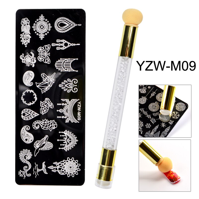 1 einstellen Nagel Stanzen Platten Schmetterling Schneeflocke Spitze Stempel Vorlage für Druck Schablone Werkzeuge: YZW-M09