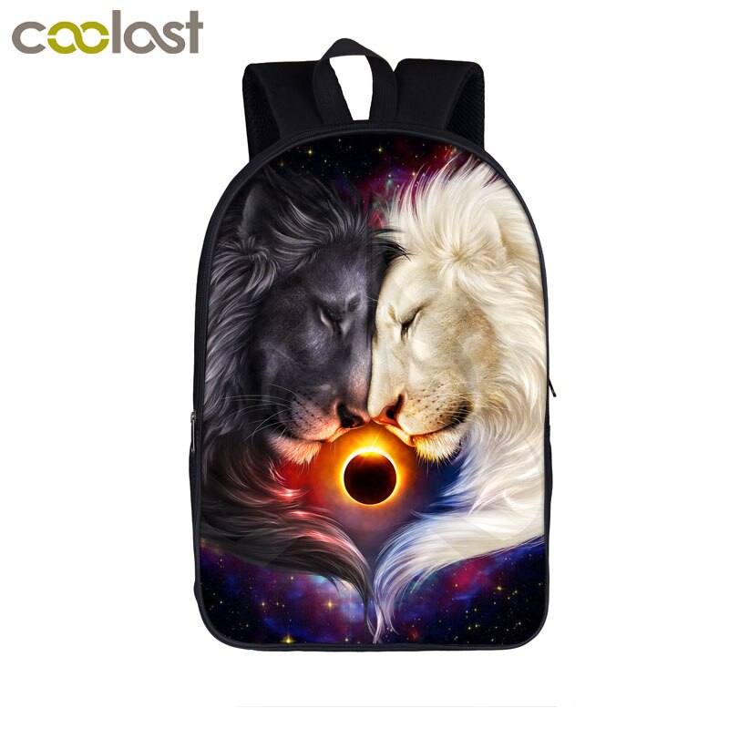 Animal LION Backpacks Women Men's Rucksack Children School Bags For Teenage boys girls Student daypack Kids Bagpack Bookbag: 16shizi01