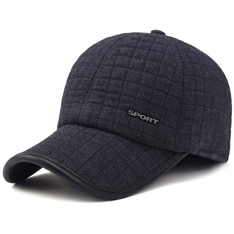 HOT nuovo Berretto Da Baseball di Inverno Per Gli Uomini Con Paraorecchie Caldo di Cotone Più Spessa Uomini della Protezione di Snapback Cappelli di Protezione per le Orecchie del Padre casquette: Grigio scuro