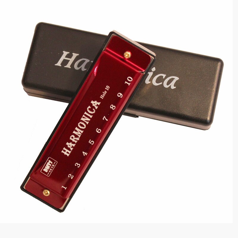 10 Holes Key of C Blues Harmonica Musical Instrument Educational Beginner Teaching Playing Copper Core Resin Harmonica: Red