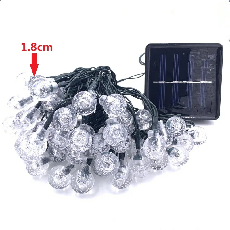 Solar LED Crystal Ball String Light 10M Waterproof Fairy Lights Christmas Wedding Garland Garden Lawn Tree Outdoor Decoration