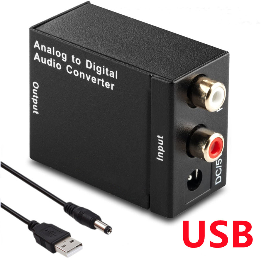 ADC Analog zu Digital Audio Konverter RCA zu Optische Toslink Audio Adapter Analog Digital Fiber Toslink Koaxial Audio Konverter: WHITE