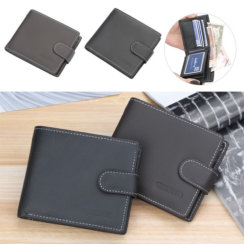 Genuine Leather Wallet Men Clip Cowhide Wallet Men Brand Coin Wallet Small Clutches Men's Purse Coin Pouch Short Men Wallet