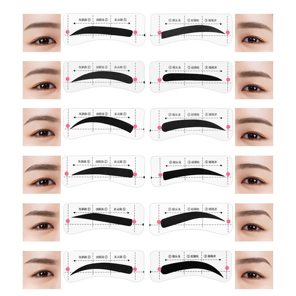 26 Pcs/104 Stickers Reusable Eyebrow Stencil Set Eye Brow DIY Drawing Guide Styling Shaping Grooming Template Card Makeup Beauty