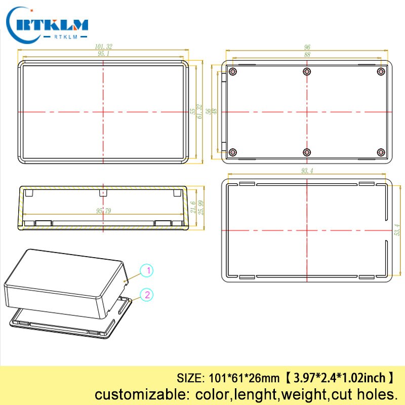 DIY project enclosure box abs plastic enclosure junction box electronic instrument cases small wire connection box 101*61*26mm