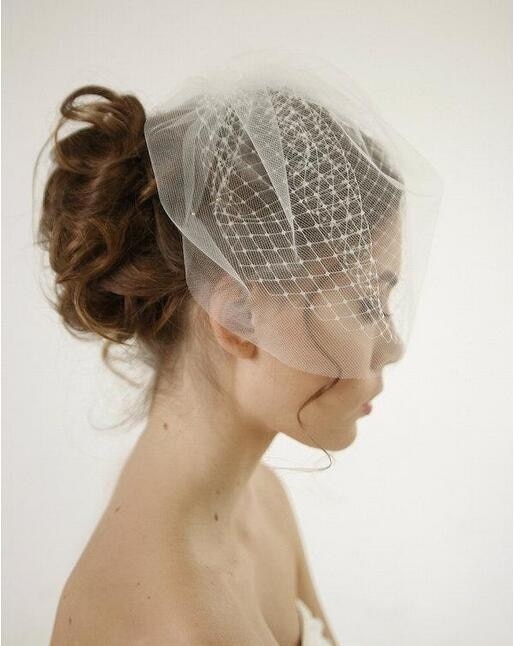 Double Layer Birdcage Wedding Veil Bridal Accessories White/Ivory Mesh Short Wedding Birdcage Veils Face Covers