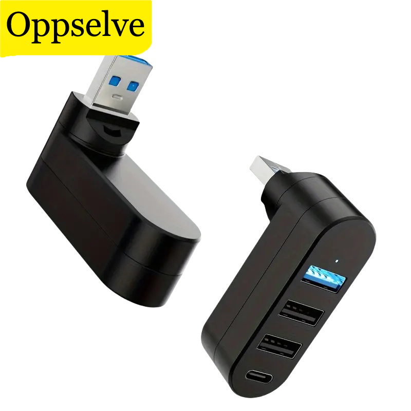 Universal 4-Port USB 3.0 Hub 180° Degree Rotatable USB Splitter With 3 USB Ports & 1 Type C Power/Data Port For Laptop Car iMac