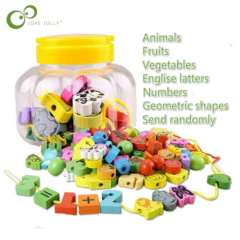 26 stks/partij Houten Dier Fruit Blok rijgen kralen Speelgoed Voor Kinderen & Onderwijs Kleurrijke Producten Kids Speelgoed GYH – Grandado