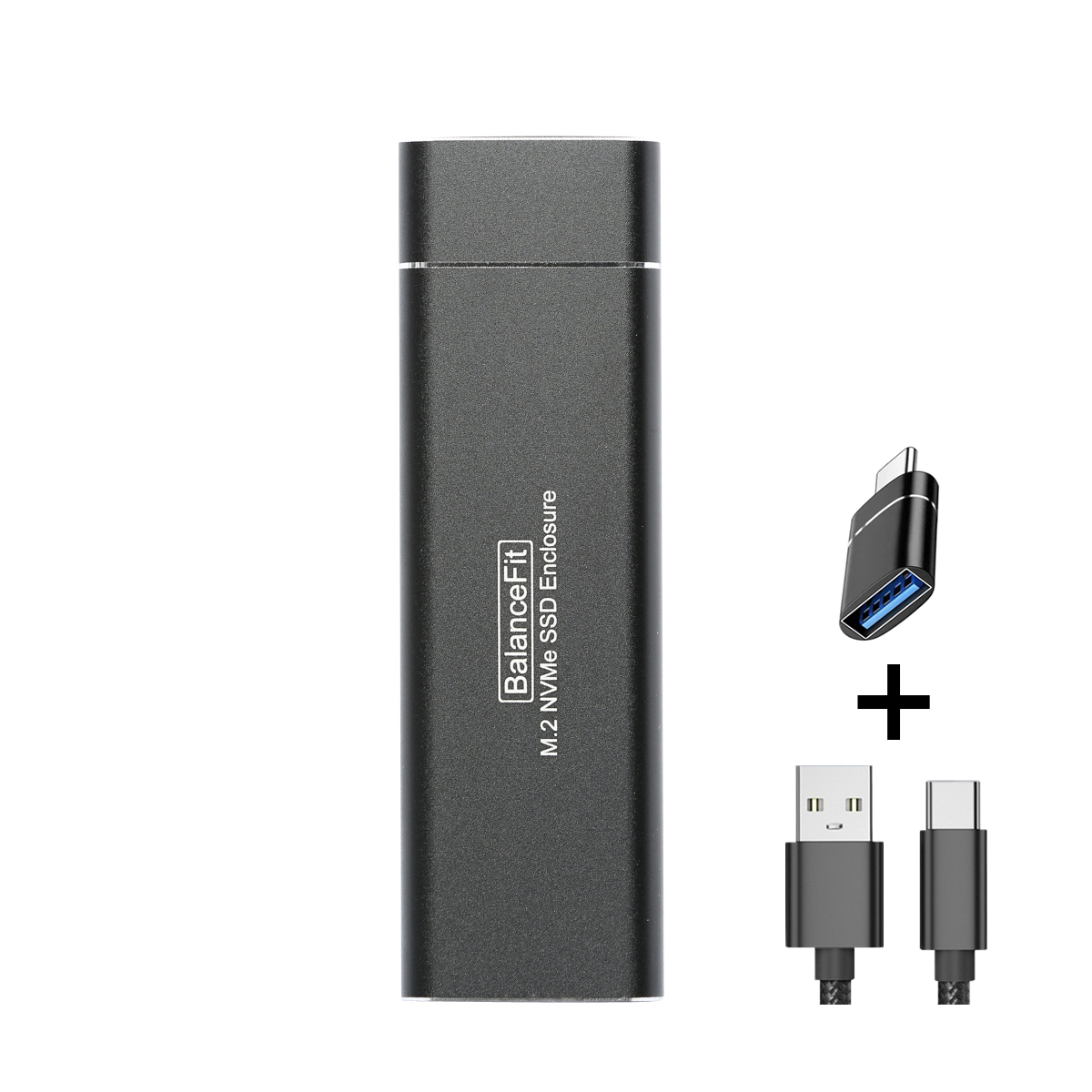 Portable M.2 NVMe SSD Enclosure Tool-Free USB External 10Gbps M.2 NVMe to USB Adapter Support UASP for PCIe NVMe SSD Case Box: black