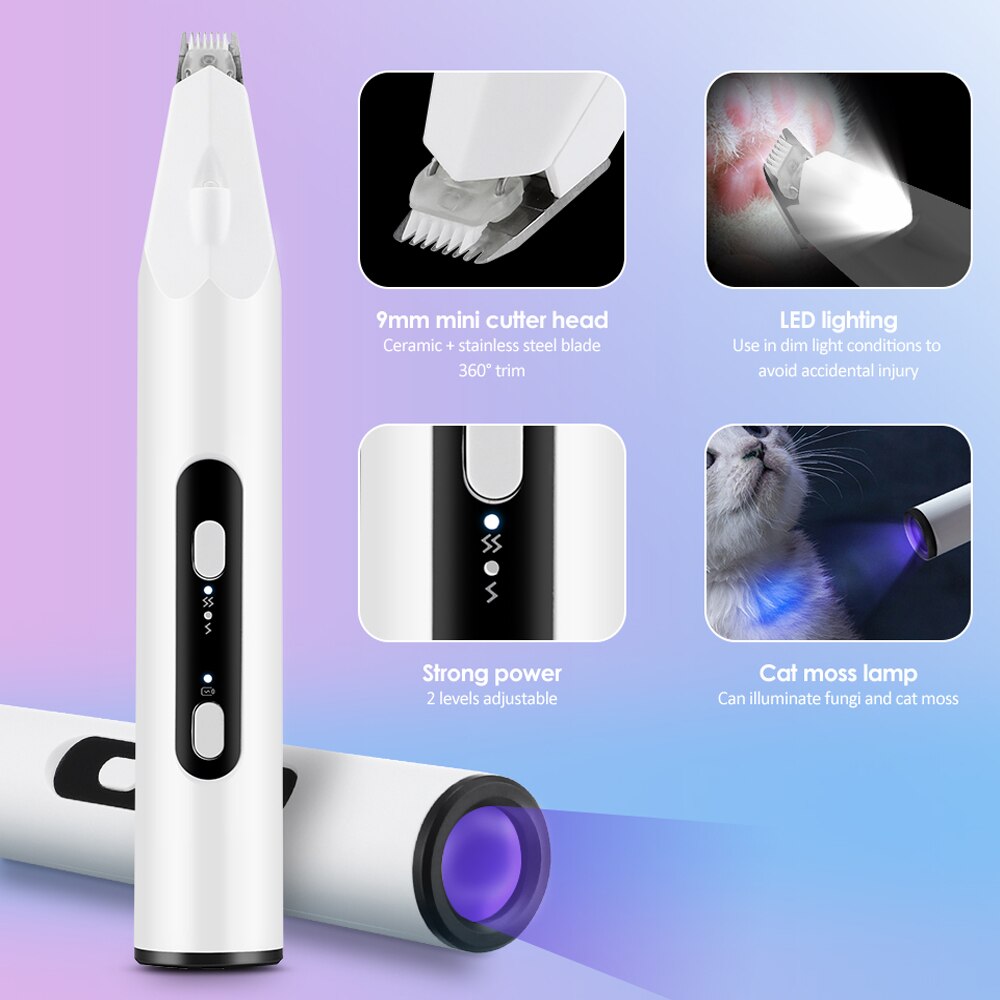 Hond Clippers Professionele Huisdier Voet Tondeuse Hond Grooming Hond Shear Butt Ogen Oor Haar Snijder Machine Met Kat moss Lamp