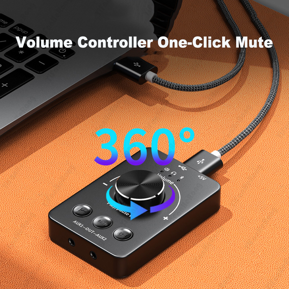 Perilla de ajuste de Control de volumen externo USB Compatible con Bluetooth 5,1 con Play Pause Skip Mute 3 modos de Control de volumen Ajuste de Audio