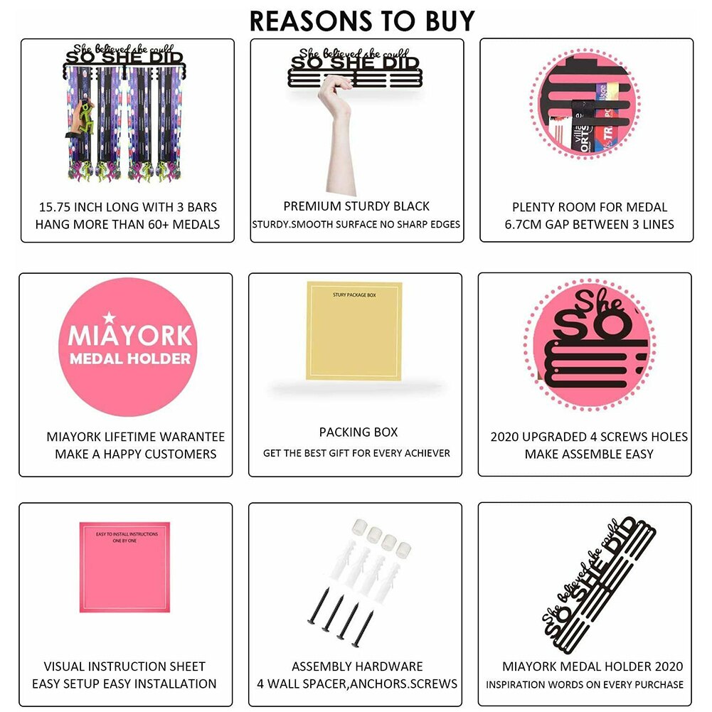 Running Sports Stainless Steel Medal Holder Sport Medal Hanger Holder Display Rack for 30-45 Sport Medal Runner Swim Football