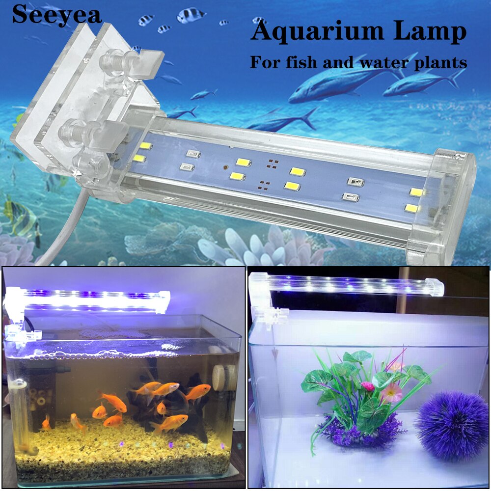Ultra Dunne Led Aquarium Lamp Fish Tank Plant Groei Verlichting Fish Tank Waterdicht Clip Lamp Gras Tank Water Plant Lamp seeyea