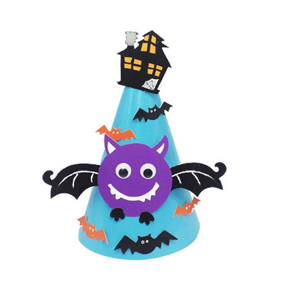 Kids Halloween Witch Bat Pumpkin-Vampire DIY Beanie Hat Paper Craft Party Decor Help exercise children's hands-on ability.DIYHat: Bat