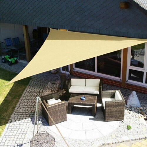 Waterproof Sun Shelter large Triangle Sunshade Protection Outdoor Canopy Garden Patio Pool Shade Sail Awning Camping Shade Cloth: Cream 3x4x5