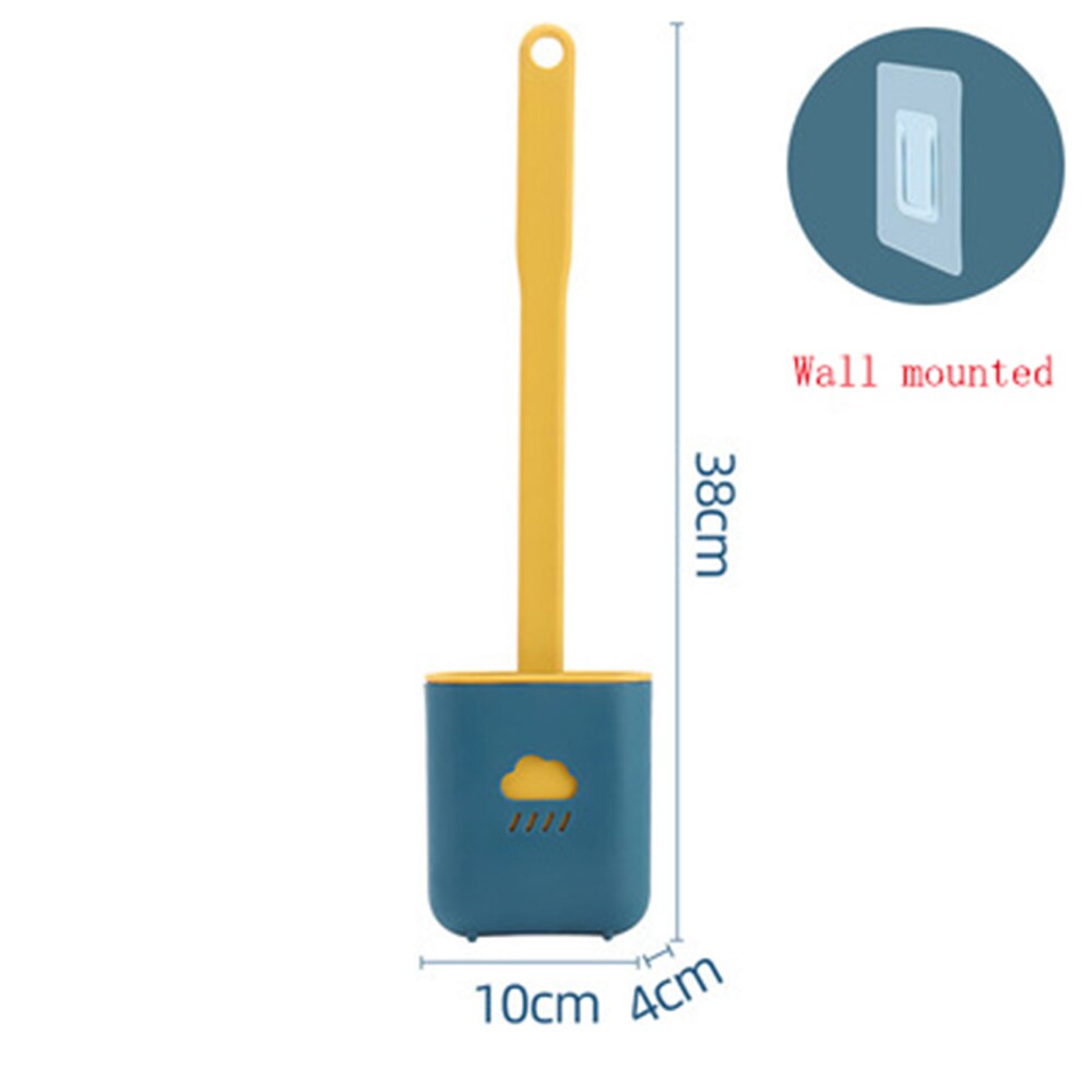 Brosse de toilette en Silicone pour WC, Flexible, poils en caoutchouc souples, pour salle de bain, nettoyage mural: Bleu