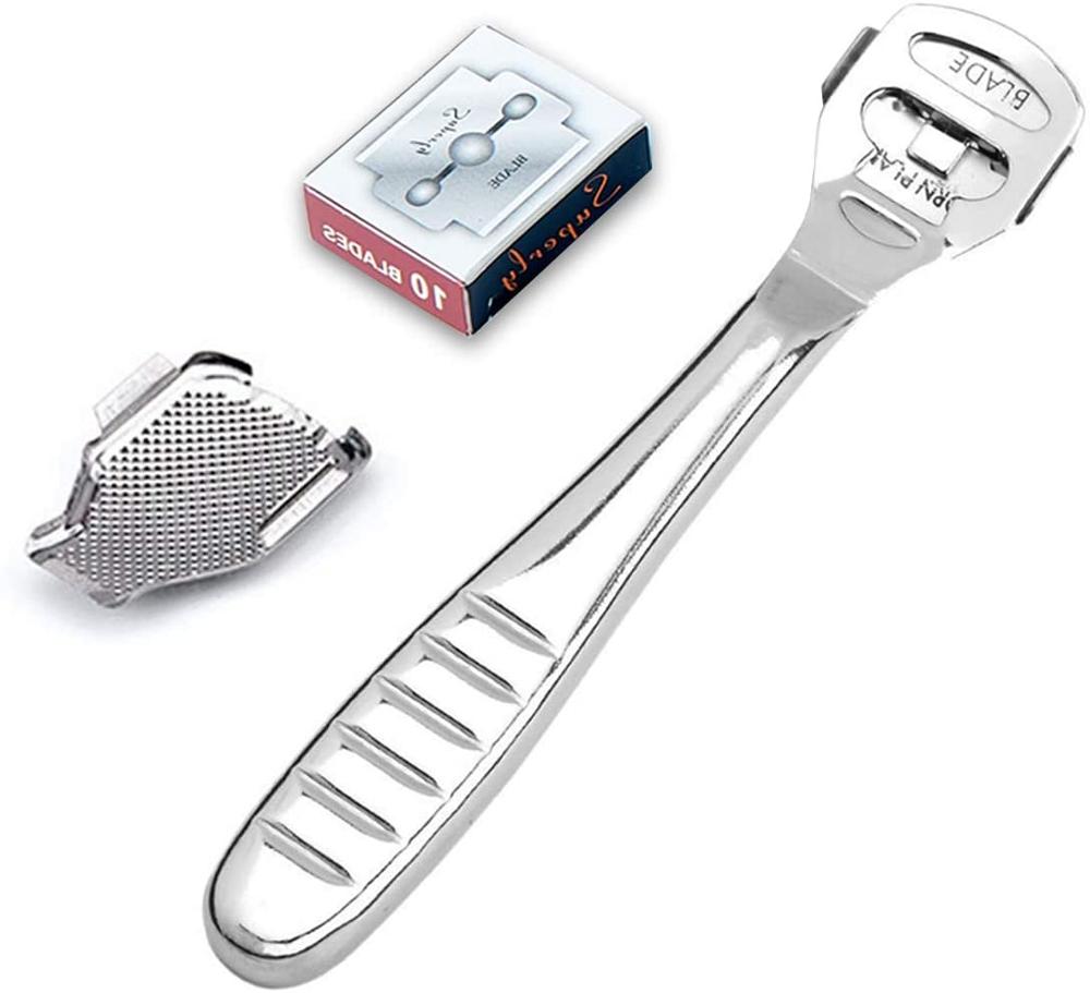 Foot Callus Shaver Heel Hard Skin Remover Hand Feet Pedicure Razor Tool Shavers Stainless Steel Handle 10 Blades Foot Care Tool: Default Title