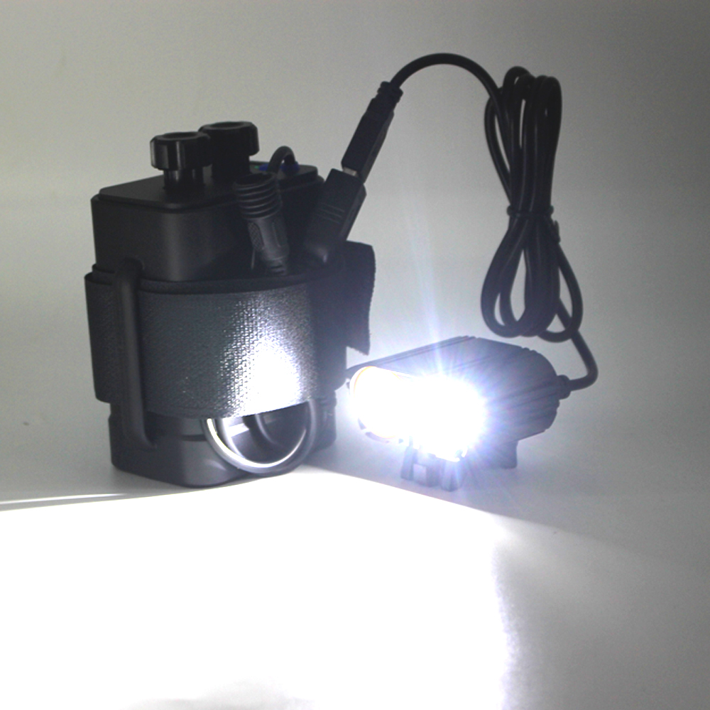 Vanntett sykkellykt foran, 4- modus lommelykt, usb-sykkellykt, 2*t6 lommelykter, kun lampe,  +8.4 v batteriboks