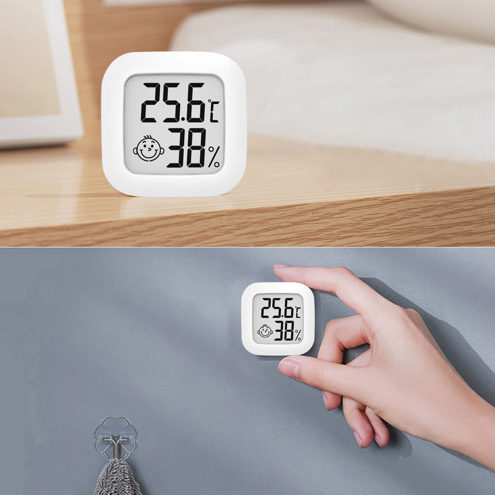 Digital LCD Thermometer Hygrometer Indoor Mini Temperature Humidity Meter Electronic Monitor Smile Face