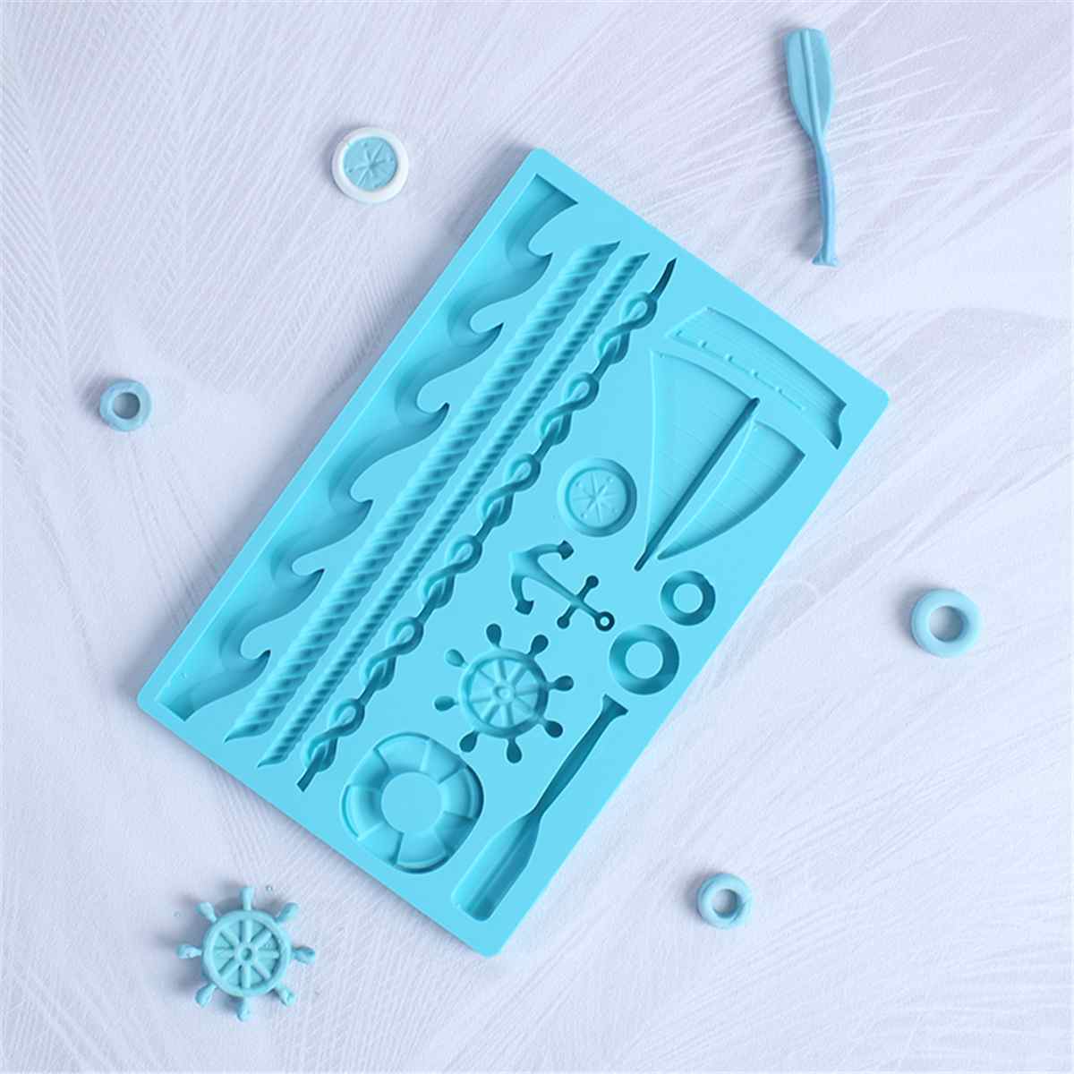 Moule à Fondant en forme de bateau Silicone | Ancre de bateau, moule à gâteau Paddle Wave, bricolage pâte à gomme Cupcake outil de décoration de chocolat 1 pièce
