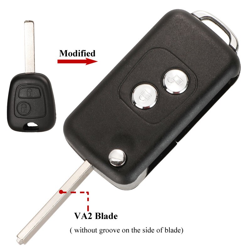 Jingyuqin 2 btn muokattu flip kauko-auton avaimen kuori citroen  c1 c2 c3 c4 picasso xsara peugeot 206 306 307 107 207 407 kumppani: Citroenille / Va2