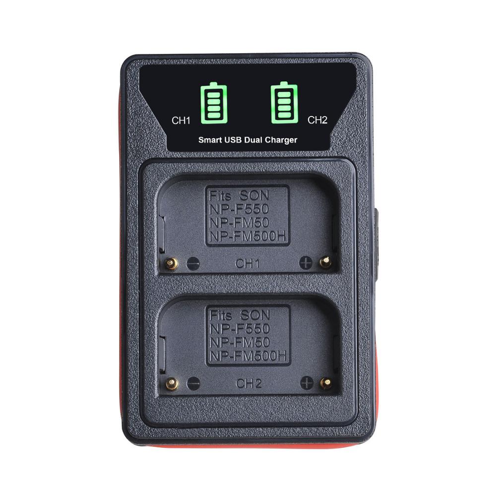 Caricabatterie NP-FM500H con porta USB e tipo C per Sony A200, A200K, A200W, A300, A350, A450, a580, NP FM500H, NP-F550 FM50