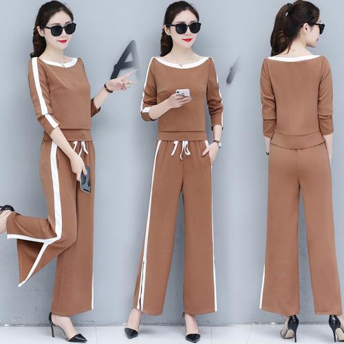 Green Two Piece Women Pants Sets Clothing Women Set Grey Summer Women's Suit Top&pants Set Conjunto Feminino: Brown / M