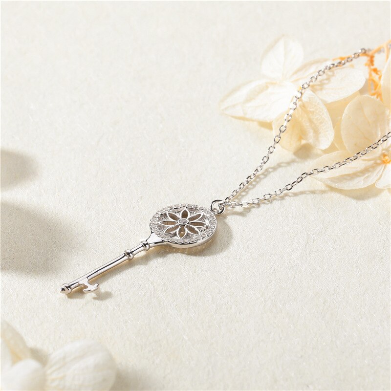 Sodrov Daisy Ketting Zon Bloem Sleutel Hanger Ketting Sieraden 925 Sterling Zilveren Ketting